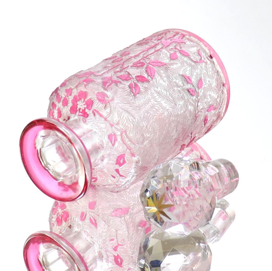 オールド・バカラ レアサイズ 桃色被せガラス 犬薔薇 金彩 香水瓶