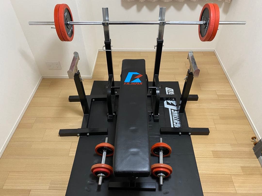 【ぬんさん用】ベンチプレス 100kg　セーフティセット　ダンベル　バーベル レッドセーフティパックI / ラバーバーベルセット100kg シャフト200cm